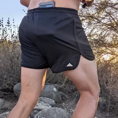 Retro Ranger 4" Black Performance Running Short -- great for running, track, workouts, gym, strength training, yoga, fitness.  American Made In USA.