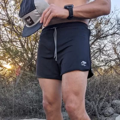 Retro Ranger 4" Black Performance Running Short -- great for running, track, workouts, gym, strength training, yoga, fitness.  American Made In USA.