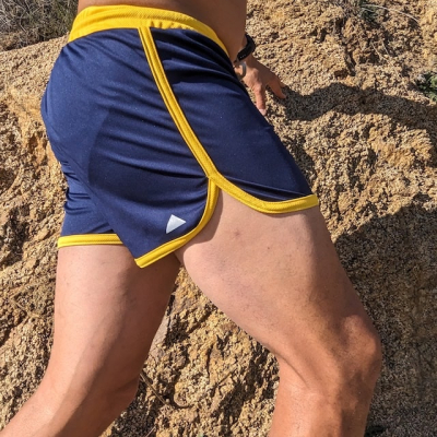 Retro Ranger 4" Navy Gold Performance Running Short -- great for running, track, workouts, gym, strength training, yoga, fitness.  American Made In USA.
