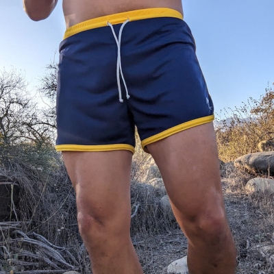 Retro Ranger 4" Navy Gold Performance Running Short -- great for running, track, workouts, gym, strength training, yoga, fitness.  American Made In USA.