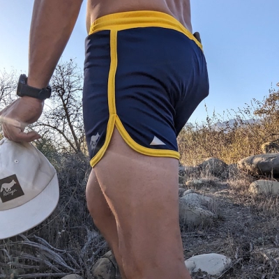 Retro Ranger 4" Navy Gold Performance Running Short -- great for running, track, workouts, gym, strength training, yoga, fitness.  American Made In USA.