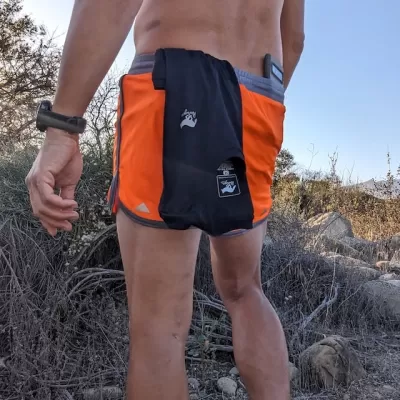 Retro Ranger 4" Neon Fluorescent Safety Orange Hi-Vis Performance Running Short -- great for running, track, workouts, gym, strength training, yoga, fitness.  American Made In USA.
