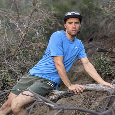 Men's Sky Blue Short Sleeve Performance Shirt for Trail Running, Hiking, Gym, Workout, Fitness, Outdoors