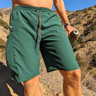 Runyon 9" TrailStash Gravel Cycling Short great for Trail Running, Hiking, Fitness Outdoors Forest Green