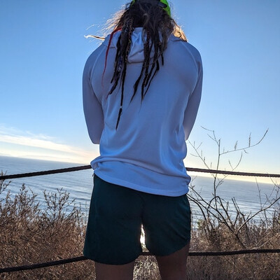 Women's White Long Sleeve Hoodie Shirt with Thumbholes Sun Protection American Made IN USA - Running, Hiking, Workout, Outdoors Performance Apparel