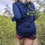 Runyon Unisex Navy Blue Sun Hoodie Shirt Long Sleeve Thumbholes Sun Protection Quick Dry American Made In USA