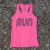 Women's Hot Pink RUN Racerback Tank Top - Fitness, Workout Apparel - American Made In USA
