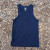 Men's 100% cotton athletic tank top singlet in dark navy blue, Made in USA by Runyon, for running, hiking, gym workouts and training