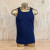 Men's 100% cotton athletic tank top singlet in dark navy blue, Made in USA by Runyon, for running, hiking, gym workouts and training