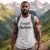 Runyon Men's Forest Nation on Sand Creme Beige 100% Cotton Muscle Tee - Made In USA - Hiking, Running, Workout, Fitness, Outdoors - Cottontrails Muscle Tees