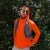 Runyon Men's Hot Orange Safety Orange Unisex Pocketed Sun Hoodie - Drawcord, Inside Pockets, Watch Window, Lightweight, UPF Sun Protection, Minimal Branding