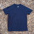 Women's (Unisex) 100% cotton athletic short sleeve shirt in Dark Navy Blue, Made in USA by Runyon, for running, hiking, gym workouts and training
