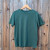 Women's (Unisex) 100% cotton athletic short sleeve shirt in Forest Green, Made in USA by Runyon, for running, hiking, gym workouts and training