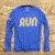 American Made In USA Mens Running Clothing Royal Gold RUN Long Sleeve Fitness Shirt Performance Sportswear Runyon Canyon Apparel