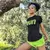 American Made In USA Women's Running Clothing RUN Black Neon Fitness Shirt Performance Sportswear Runyon Canyon Apparel
