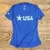Runyon Women's Star USA Royal Blue Training Shirt great for Running, Hiking, Outdoor Fitness Made In USA