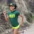 American Made In USA Womens Running Clothing Forest Green Neon Yellow Running Shirt Performance Sportswear Runyon Canyon Apparel