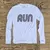 Runyon Mens White RUN Long Sleeve Fitness Shirt Performance Sportswear Runyon Canyon Apparel Made In USA