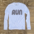 Runyon Mens White RUN Long Sleeve Fitness Shirt Performance Sportswear Runyon Canyon Apparel Made In USA