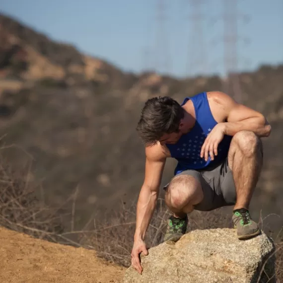 Runyon Canyon Apparel Mens Royal Blue Striped Star Performance Power Tank