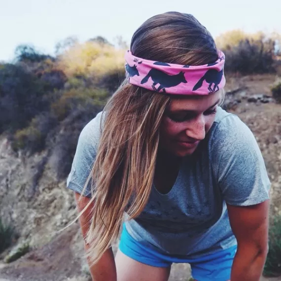 Runyon Canyon Apparel Hot Pink Charcoal Bandana great for Running, Hiking, Trails, Outdoor Fitness Made In USA