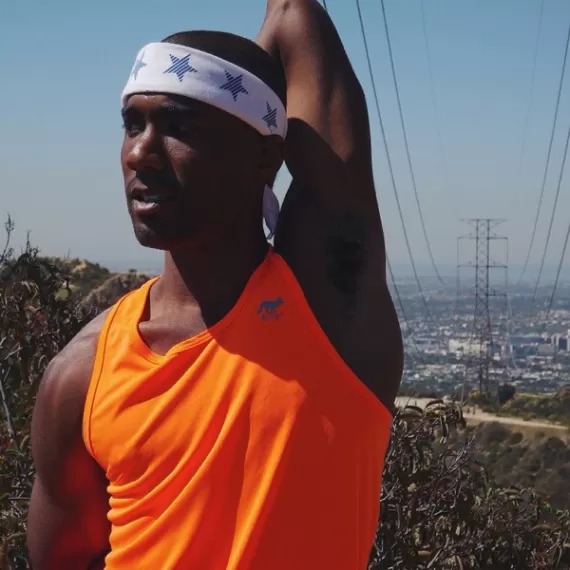 Runyon Canyon Apparel Mens Neon Orange Yoga Tank Running Singlet Made In USA