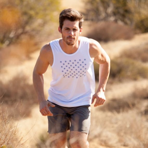 Runyon Canyon Apparel White Striped Star Performance Power Tank