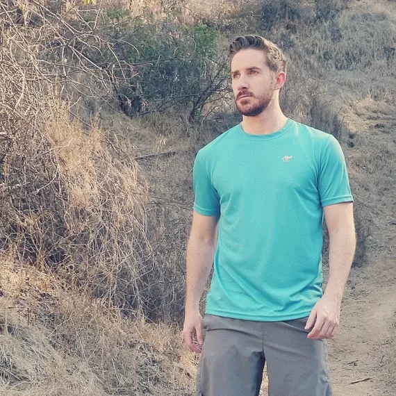 Runyon Men's Turquoise Performance Shirt - Runyon Canyon Apparel