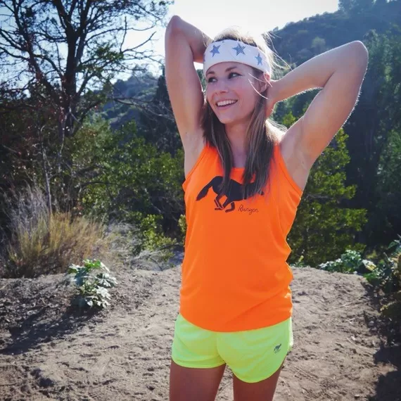 Runyon Canyon Apparel Womens Signature Neon Orange Yoga Tank Made In USA