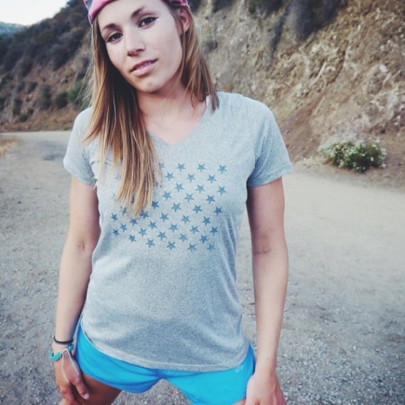 Runyon Canyon Apparel Womens Striped Star Performance Running Shirt Made In USA