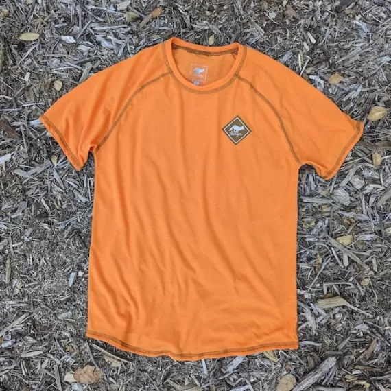 Runyon CozyLite Orange Raglan Camp Shirt - Running, Hiking, Workout Shirt American Made In USA