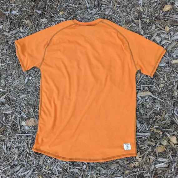 Runyon CozyLite Orange Raglan Camp Shirt - Running, Hiking, Workout Shirt American Made In USA