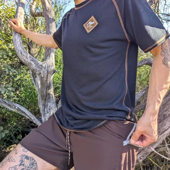 Runyon CozyLite Black Raglan Camp Shirt - Running, Hiking, Workout Shirt American Made In USA