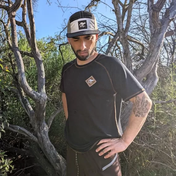 Runyon CozyLite Black Raglan Camp Shirt - Running, Hiking, Workout Shirt American Made In USA