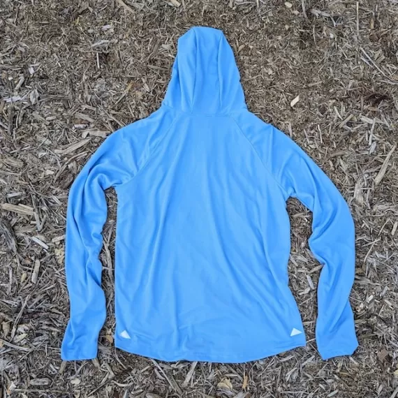 Runyon Unisex Light Baby Blue Sun Hoodie Shirt Long Sleeve Thumbholes Sun Protection Quick Dry American Made In USA