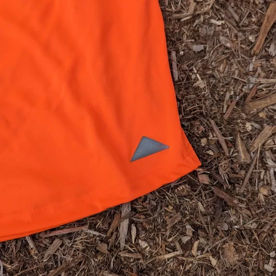 Runyon American Made In USA Mens Running Apparel Neon Safety Fluorescent Orange Fitness Performance Training Shirt