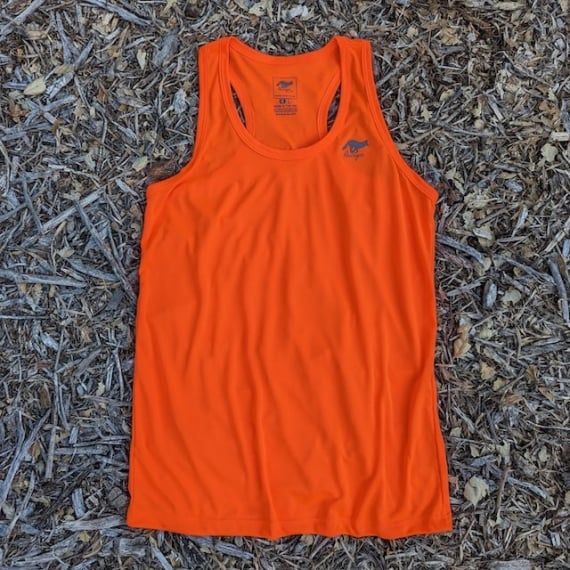 Runyon Men's Neon Orange Racerback Fitness Tank Top - Running, Workout, Gym Singlet - Made In The USA