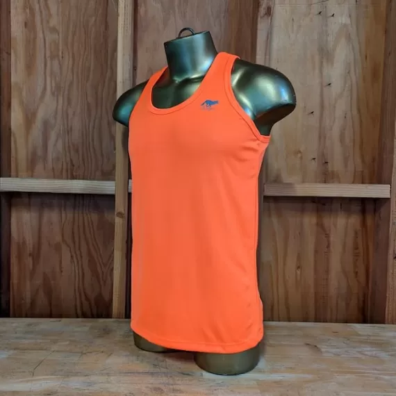 Runyon Men's Neon Orange Racerback Fitness Tank Top - Running, Workout, Gym Singlet - Made In The USA