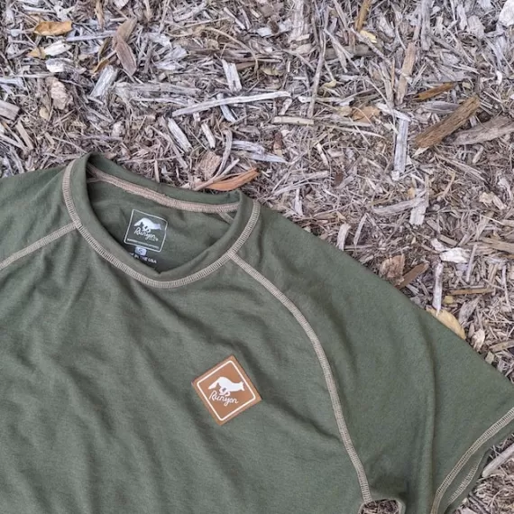 Runyon CozyLite Olive Green Raglan Camp Shirt - Running, Hiking, Workout Shirt American Made In USA