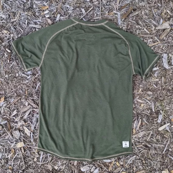 Runyon CozyLite Olive Green Raglan Camp Shirt - Running, Hiking, Workout Shirt American Made In USA