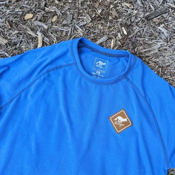 Runyon CozyLite Royal Blue Raglan Camp Shirt - Running, Hiking, Workout Shirt American Made In USA