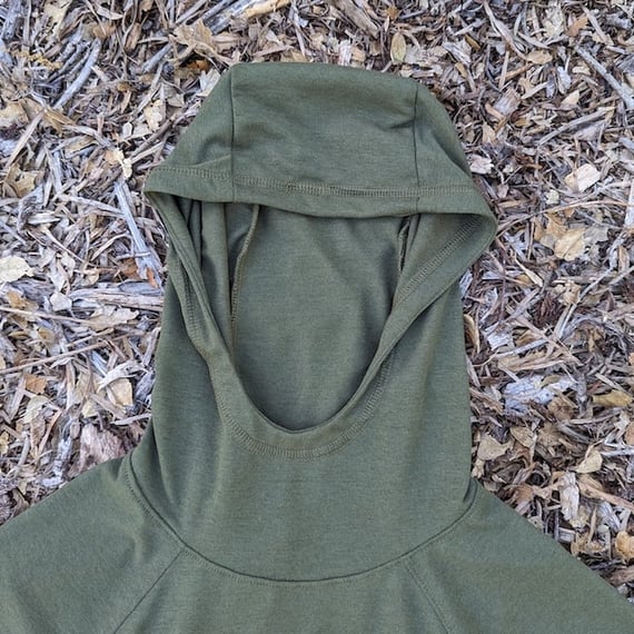 Runyon Women's Unisex Army Green Pocketed Sun Hoodie Shirt Long Sleeve Thumbholes Sun Protection Quick Dry American Made In USA