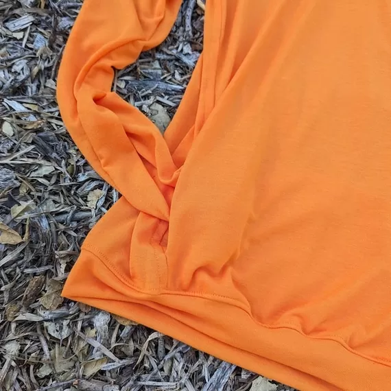 Runyon Men's Orange Pocketed Sun Hoodie Shirt Long Sleeve Thumbholes Sun Protection Quick Dry American Made In USA