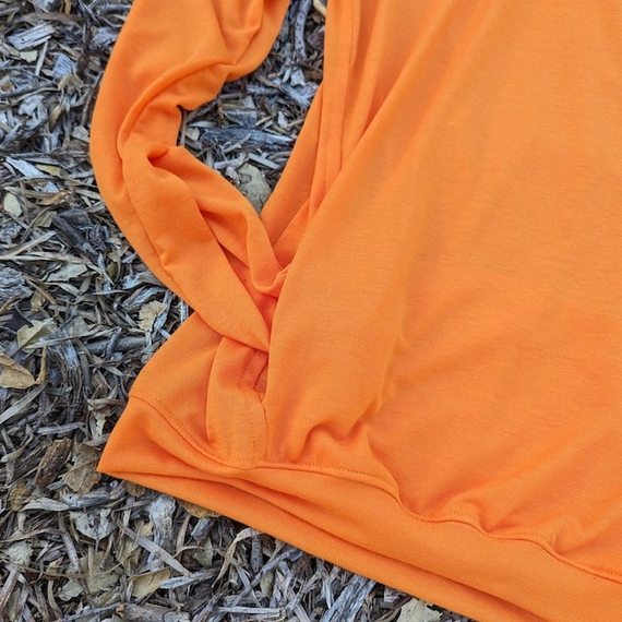 Runyon Men's Orange Pocketed Sun Hoodie Shirt Long Sleeve Thumbholes Sun Protection Quick Dry American Made In USA