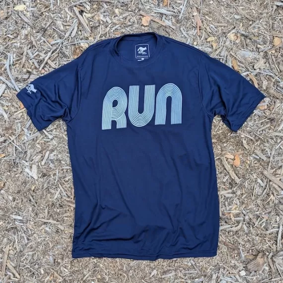 Runyon Canyon Apparel Men's Running Clothing RUN Navy Blue Fitness Shirt Performance Sportswear American Made In USA