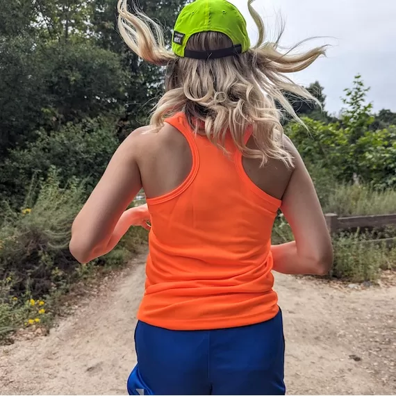 Runyon Women's Neon Orange Racerback Fitness Tank Top - Running, Workout, Gym Singlet - Made In The USA