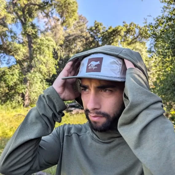Runyon Men's Army Green Pocketed Sun Hoodie Shirt Long Sleeve Thumbholes Sun Protection Quick Dry American Made In USA