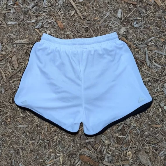 Runyon White with Black Contrast Binding Running Short - Retro Ranger 4" Inch Workout Short American Made In USA