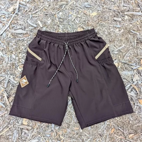 Runyon 9" TrailStash Gravel Cycling Short great for Trail Running, Hiking, Fitness Outdoors Brown