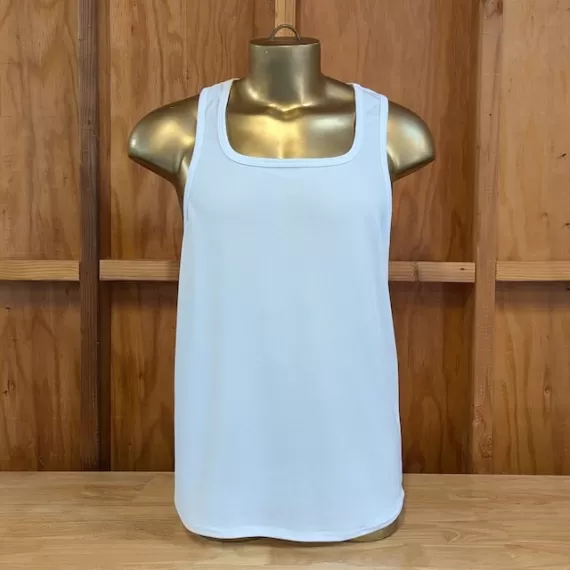 Runyon White Razor Strap Pump Tank - Gym Stringer Racerback Workout Tank Top American Made In USA